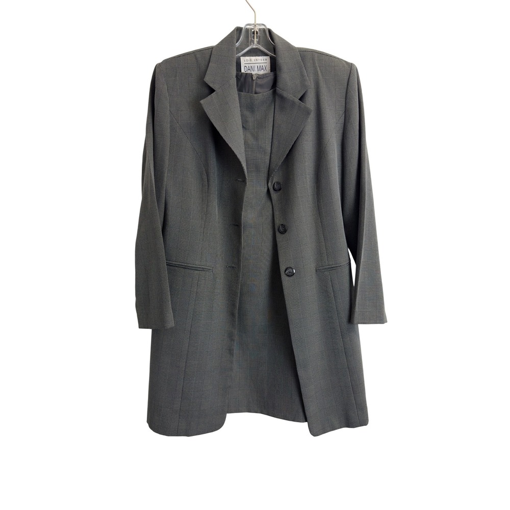 Lois Snyder Dani Max Womens 8 Grey Glen Plaid Dress and Longline Blazer 2-Pc Set